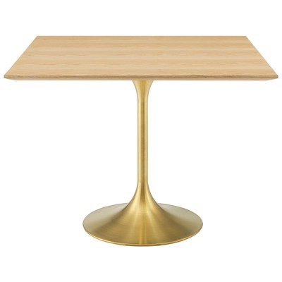 Modway Furniture Dining Room Tables, Square, Gold,Metal,Aluminum,BRONZE,Iron,Gunmetal,Steel,TITANIUMNatural,Wood,MDF,Plywood,Oak, Bar and Dining Tables, 889654943181, EEI-5223-GLD-NAT,Standard (28-33 in)