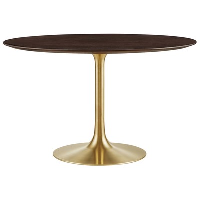 Dining Room Tables Modway Furniture Lippa Gold Cherry Walnut EEI-5230-GLD-CHE 889654943112 Bar and Dining Tables Square Gold Metal Aluminum BRONZE Iro 