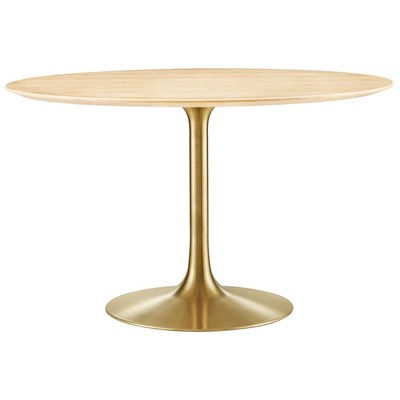 Modway Furniture Dining Room Tables, Square, Gold,Metal,Aluminum,BRONZE,Iron,Gunmetal,Steel,TITANIUMNatural,Wood,MDF,Plywood,Oak, Bar and Dining Tables, 889654943105, EEI-5231-GLD-NAT,Standard (28-33 in)