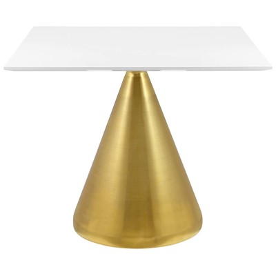 Modway Furniture Dining Room Tables, Pedestal,Square, Gold,Metal,Aluminum,BRONZE,Iron,Gunmetal,Steel,TITANIUMWhite,Wood,MDF,Plywood,Oak, Bar and Dining Tables, 889654948100, EEI-5317-GLD-WHI,Standard (28-33 in)