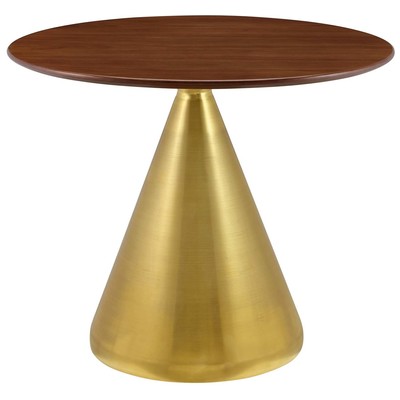Dining Room Tables Modway Furniture Tupelo Gold Walnut EEI-5320-GLD-WAL 889654948070 Bar and Dining Tables Pedestal Gold Metal Aluminum BRONZE Iro 