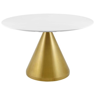 Modway Furniture Dining Room Tables, Pedestal, Gold,Metal,Aluminum,BRONZE,Iron,Gunmetal,Steel,TITANIUMWhite,Wood,MDF,Plywood,Oak, Bar and Dining Tables, 889654947943, EEI-5333-GLD-WHI,Standard (28-33 in)