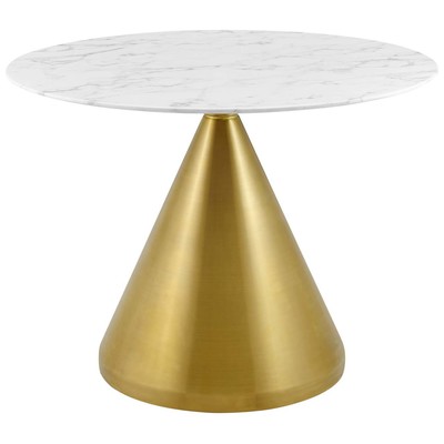Dining Room Tables Modway Furniture Tupelo Gold White EEI-5335-GLD-WHI 889654947929 Bar and Dining Tables Pedestal Gold Metal Aluminum BRONZE Iro 