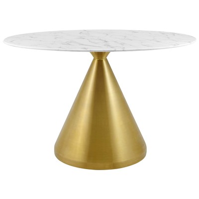 Modway Furniture Dining Room Tables, Oval,Pedestal, Gold,Metal,Aluminum,BRONZE,Iron,Gunmetal,Steel,TITANIUMWhite, Bar and Dining Tables, 889654947875, EEI-5340-GLD-WHI,Standard (28-33 in)