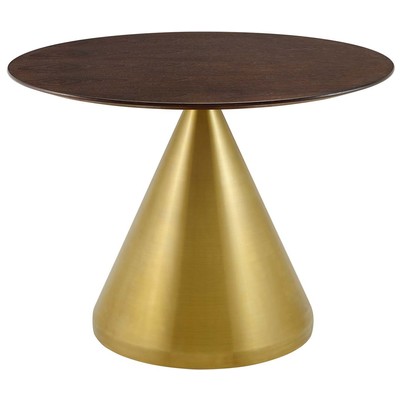 Dining Room Tables Modway Furniture Tupelo Gold Cherry Walnut EEI-5341-GLD-CHE 889654947868 Bar and Dining Tables Pedestal Gold Metal Aluminum BRONZE Iro 
