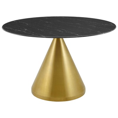 Dining Room Tables Modway Furniture Tupelo Gold Black EEI-5346-GLD-BLK 889654947813 Bar and Dining Tables Pedestal Black Gold Metal Aluminum BRON 