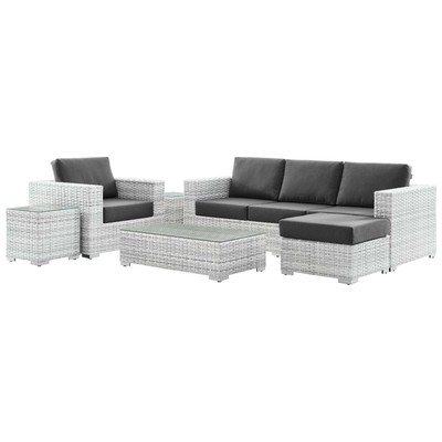 Modway Furniture Outdoor Sofas and Sectionals, Gray,Grey, Sectional,Sofa, Gray,Light Gray, Sofa Sectionals, 889654938781, EEI-5449-LGR-CHA