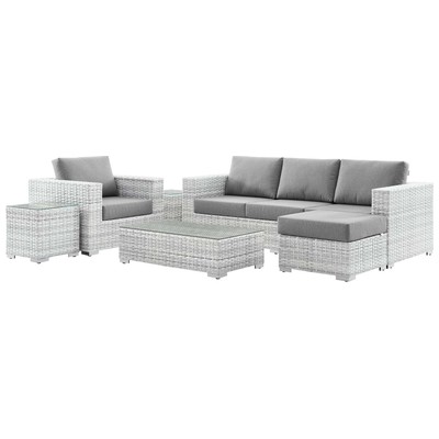 Modway Furniture Outdoor Sofas and Sectionals, Gray,Grey, Sectional,Sofa, Gray,Light Gray, Sofa Sectionals, 889654938774, EEI-5449-LGR-GRY