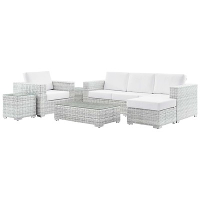 Modway Furniture Outdoor Sofas and Sectionals, Gray,GreyWhite,snow, Sectional,Sofa, Gray,Light GrayWhite, Sofa Sectionals, 889654938743, EEI-5449-LGR-WHI