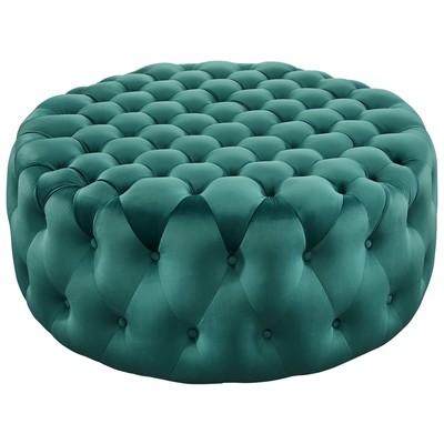 Ottomans and Benches Modway Furniture Amour Teal EEI-5469-TEA 889654949732 Sofas and Armchairs Blue navy teal turquiose indig Round 