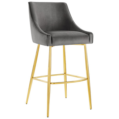 Modway Furniture Bar Chairs and Stools, Gold,Gray,Grey, Bar,Counter, Velvet, Bar and Counter Stools, 889654945888, EEI-5473-GRY