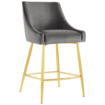 Bar Chairs and Stools Modway Furniture Discern Gray EEI-5474-GRY 889654945833 Bar and Counter Stools Gold Gray Grey Bar Counter Velvet 