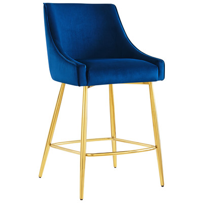 Bar Chairs and Stools Modway Furniture Discern Navy EEI-5474-NAV 889654945819 Bar and Counter Stools Blue navy teal turquiose indig Bar Counter Velvet 