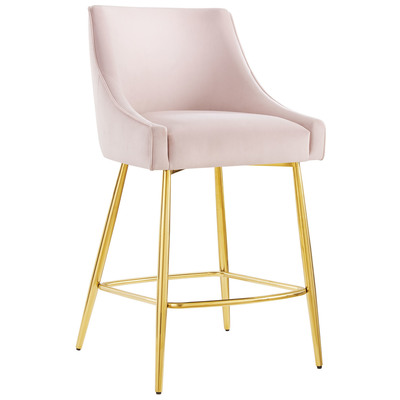 Bar Chairs and Stools Modway Furniture Discern Pink EEI-5474-PNK 889654945802 Bar and Counter Stools Gold Pink Fuchsia blush Bar Counter Velvet 