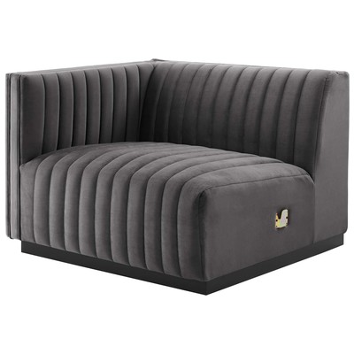 Sofas and Loveseat Modway Furniture Conjure Black Gray EEI-5490-BLK-GRY 889654945703 Sofas and Armchairs Chaise LoungeLoveseat Love sea Velvet Contemporary Contemporary/Mode Sofa Set setTufted tufting 
