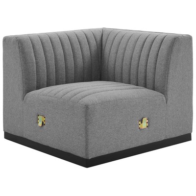 Sofas and Loveseat Modway Furniture Conjure Black Light Gray EEI-5497-BLK-LGR 889654945680 Sofas and Armchairs Chaise LoungeLoveseat Love sea Contemporary Contemporary/Mode Sofa Set setTufted tufting 