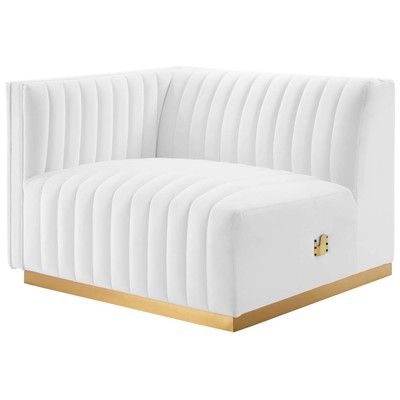 Sofas and Loveseat Modway Furniture Conjure Gold EEI-5502-GLD-WHI 889654945581 Sofas and Armchairs Chaise LoungeLoveseat Love sea Velvet Contemporary Contemporary/Mode Sofa Set setTufted tufting 
