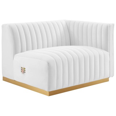 Sofas and Loveseat Modway Furniture Conjure Gold White EEI-5503-GLD-WHI 889654945543 Sofas and Armchairs Chaise LoungeLoveseat Love sea Velvet Contemporary Contemporary/Mode Sofa Set setTufted tufting 