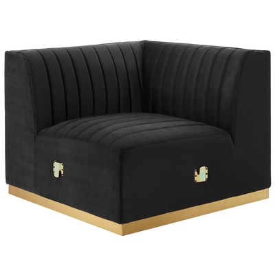 Sofas and Loveseat Modway Furniture Conjure Gold Black EEI-5505-GLD-BLK 889654944041 Sofas and Armchairs Chaise LoungeLoveseat Love sea Velvet Contemporary Contemporary/Mode Sofa Set setTufted tufting 