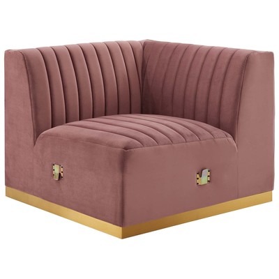 Sofas and Loveseat Modway Furniture Conjure Gold Dusty Rose EEI-5506-GLD-DUS 889654945482 Sofas and Armchairs Chaise LoungeLoveseat Love sea Velvet Contemporary Contemporary/Mode Sofa Set setTufted tufting 