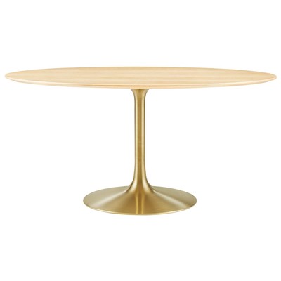 Modway Furniture Dining Room Tables, Oval, Gold,Metal,Aluminum,BRONZE,Iron,Gunmetal,Steel,TITANIUMNatural,Wood,MDF,Plywood,Oak, Bar and Dining Tables, 889654942375, EEI-5525-GLD-NAT,Standard (28-33 in)