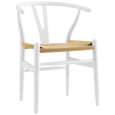 Dining Room Chairs Modway Furniture Amish White EEI-552-WHI 848387025267 Dining Chairs White snow White Wood Armchair Arm HARDWOOD PAPER Wood MDF Plywoo White IvoryWood Plywood 