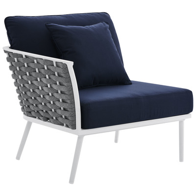 Modway Furniture Chairs, Blue,navy,teal,turquiose,indigo,aqua,SeafoamGreen,emerald,tealWhite,snow, Lounge Chairs,Lounge, Sofa Sectionals, 889654942238, EEI-5565-WHI-NAV