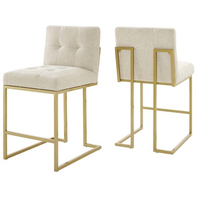 Bar Chairs and Stools Modway Furniture Privy Gold Beige EEI-5571-GLD-BEI 889654941484 Bar and Counter Stools Beige Cream beige ivory sand n Bar Counter Footrest 