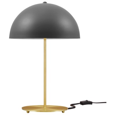 Table Lamps Modway Furniture Ideal Gray Satin Brass EEI-5629-GRY-SBR 889654938637 Table Lamps Black ebonyGray Grey Desk Contemporary Modern / Contempo Blown Glass Crystal Brass Cem 
