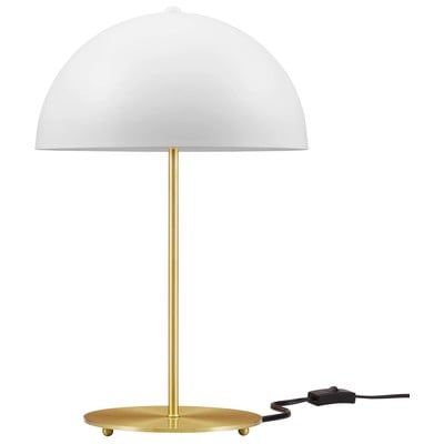 Table Lamps Modway Furniture Ideal White Satin Brass EEI-5629-WHI-SBR 889654939900 Table Lamps Black ebonyWhite snow Desk Contemporary Modern / Contempo Blown Glass Crystal Brass Cem 