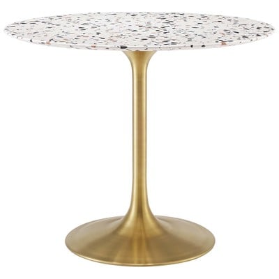 Dining Room Tables Modway Furniture Lippa Gold White EEI-5715-GLD-WHI 889654234609 Bar and Dining Tables Pedestal Round Gold Metal Aluminum BRONZE Iro 