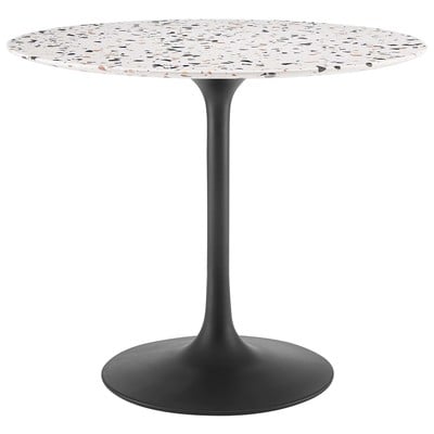Dining Room Tables Modway Furniture Lippa Black White EEI-5716-BLK-WHI 889654234852 Bar and Dining Tables Pedestal Round Black Metal Aluminum BRONZE Ir 