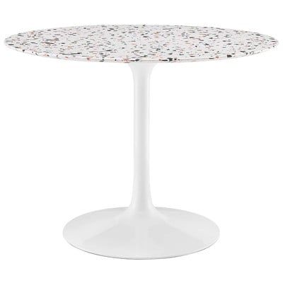 Modway Furniture Dining Room Tables, Pedestal,Round, Metal,Aluminum,BRONZE,Iron,Gunmetal,Steel,TITANIUMWhite, Bar and Dining Tables, 889654234913, EEI-5722-WHI-WHI,Standard (28-33 in)