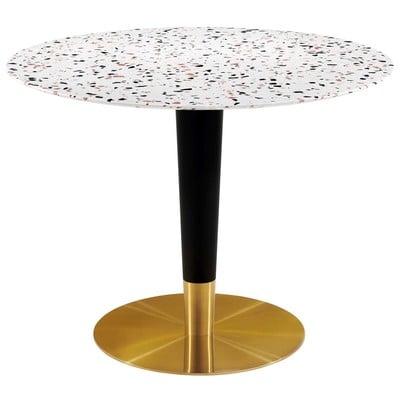 Modway Furniture Dining Room Tables, Pedestal,Round, Black,Gold,White, Bar and Dining Tables, 889654234968, EEI-5727-GLD-WHI,Standard (28-33 in)