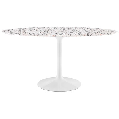 Dining Room Tables Modway Furniture Lippa White White EEI-5734-WHI-WHI 889654235033 Bar and Dining Tables Oval Pedestal Metal Aluminum BRONZE Iron Gun 