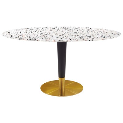 Dining Room Tables Modway Furniture Zinque Gold White EEI-5738-GLD-WHI 889654236139 Bar and Dining Tables Oval Pedestal Black Gold White 