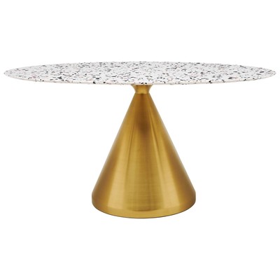Modway Furniture Dining Room Tables, Oval,Pedestal, Gold,Metal,Aluminum,BRONZE,Iron,Gunmetal,Steel,TITANIUMWhite, Bar and Dining Tables, 889654236146, EEI-5739-GLD-WHI,Standard (28-33 in)