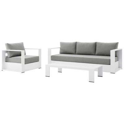 Modway Furniture Outdoor Sofas and Sectionals, Gray,GreyWhite,snow, Sofa, Gray,Light GrayWhite, Sofa Sectionals, 889654229308, EEI-5748-WHI-GRY