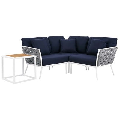 Sofas and Loveseat Modway Furniture Stance White Navy EEI-5755-WHI-NAV 889654226963 Sofa Sectionals Chaise LoungeLoveseat Love sea Polyester Contemporary Contemporary/Mode Sofa Set set 