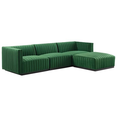 Sofas and Loveseat Modway Furniture Conjure Black Emerald EEI-5766-BLK-EME 889654253686 Sofas and Armchairs Chaise LoungeLoveseat Love sea Velvet Contemporary Contemporary/Mode Sofa Set setTufted tufting 