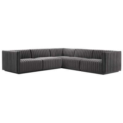 Sofas and Loveseat Modway Furniture Conjure Black Gray EEI-5772-BLK-GRY 889654253938 Sofas and Armchairs Chaise LoungeLoveseat Love sea Velvet Contemporary Contemporary/Mode Sofa Set setTufted tufting 