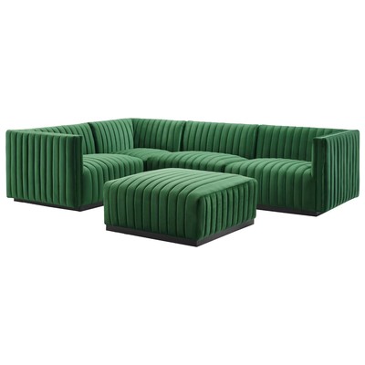 Sofas and Loveseat Modway Furniture Conjure Black Emerald EEI-5774-BLK-EME 889654254003 Sofas and Armchairs Chaise LoungeLoveseat Love sea Velvet Contemporary Contemporary/Mode Sofa Set setTufted tufting 