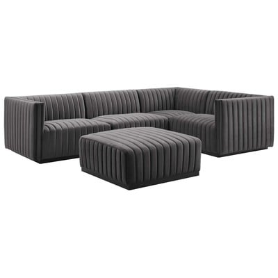 Sofas and Loveseat Modway Furniture Conjure Black Gray EEI-5775-BLK-GRY 889654254058 Sofas and Armchairs Chaise LoungeLoveseat Love sea Velvet Contemporary Contemporary/Mode Sofa Set setTufted tufting 