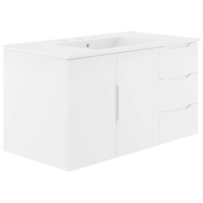 Bathroom Vanities Modway Furniture Vitality White White EEI-5783-WHI-WHI 889654235125 Vanities Wall Mount Vanities 25 