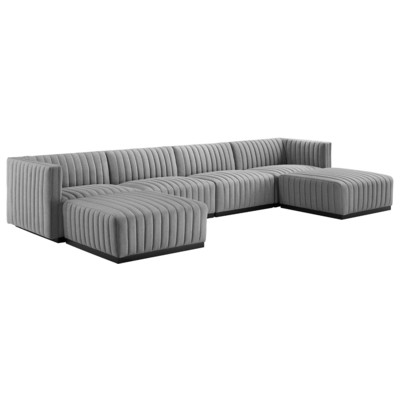 Sofas and Loveseat Modway Furniture Conjure Black Light Gray EEI-5790-BLK-LGR 889654254201 Sofas and Armchairs Chaise LoungeLoveseat Love sea Contemporary Contemporary/Mode Sofa Set setTufted tufting 