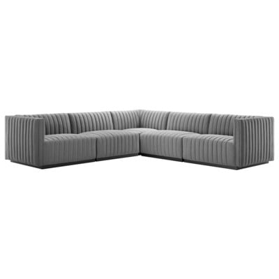 Sofas and Loveseat Modway Furniture Conjure Black Light Gray EEI-5793-BLK-LGR 889654254294 Sofas and Armchairs Chaise LoungeLoveseat Love sea Contemporary Contemporary/Mode Sofa Set setTufted tufting 