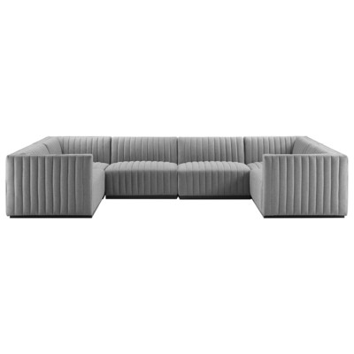 Sofas and Loveseat Modway Furniture Conjure Black Light Gray EEI-5795-BLK-LGR 889654254355 Sofas and Armchairs Chaise LoungeLoveseat Love sea Contemporary Contemporary/Mode Sofa Set setTufted tufting 