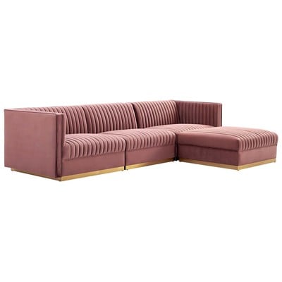 Sofas and Loveseat Modway Furniture Sanguine Dusty Rose EEI-5826-DUS 889654248767 Sofas and Armchairs Chaise LoungeLoveseat Love sea Velvet Contemporary Contemporary/Mode Sofa Set setTufted tufting 