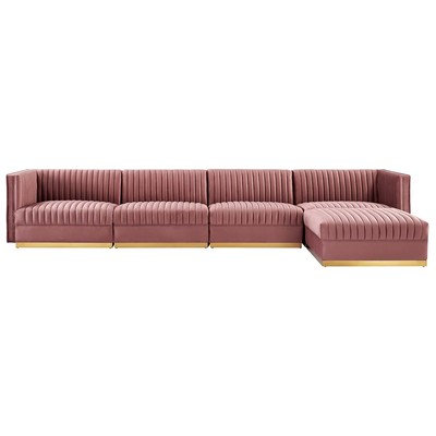 Sofas and Loveseat Modway Furniture Sanguine Dusty Rose EEI-5828-DUS 889654248828 Sofas and Armchairs Chaise LoungeLoveseat Love sea Velvet Contemporary Contemporary/Mode Sofa Set setTufted tufting 