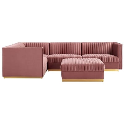 Sofas and Loveseat Modway Furniture Sanguine Dusty Rose EEI-5832-DUS 889654251637 Sofas and Armchairs Chaise LoungeLoveseat Love sea Velvet Contemporary Contemporary/Mode Sofa Set setTufted tufting 
